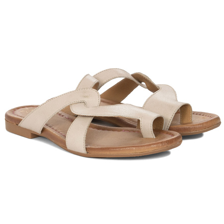 Maciejka Women's Flip-Flops Beige + Gold Cloth
