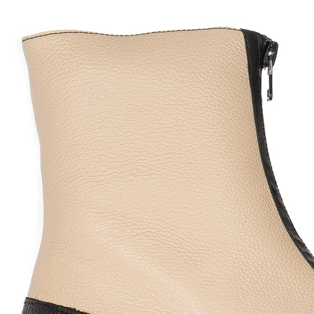 Wonders Botki Damskie Skórzane Na Platformie Wild Negro Cream