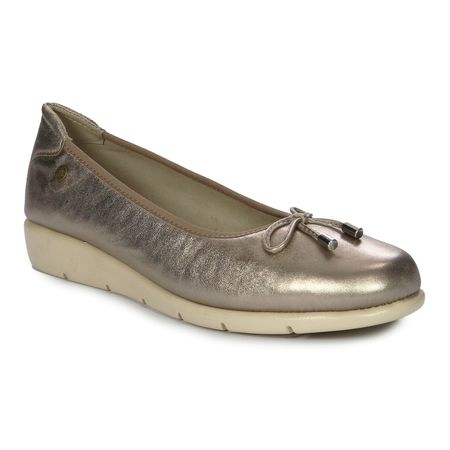 Maciejka Gold Leather Ballet Flats On A Low Wedge P6504-25/00-1