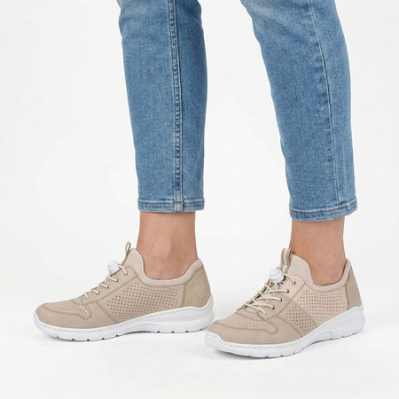 Rieker Beige Openwork Sneakers With Elastic Laces L3254-62
