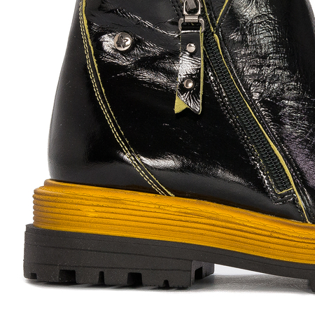 Maciejka Women's Black and Yellow Leather Boots