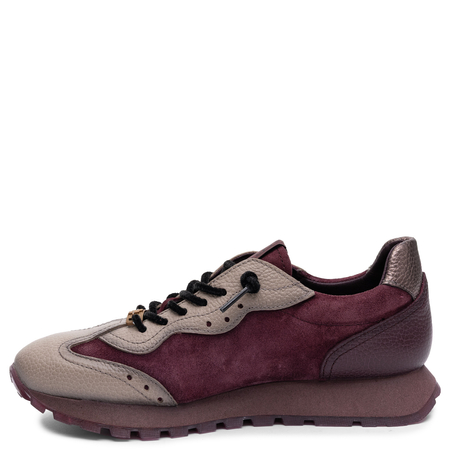 Hispanitas Sneakersy ze Skóry Sznurowane Bordowe  CHI265106