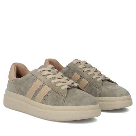 Filippo Women's Leather Platform Shoes, Suede, Khaki DP7499-26-KH