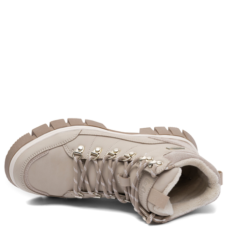 Lee Cooper Ocieplane Skórzane Trapery Na Platformie Beżowe LCJ-26-31-4581LA