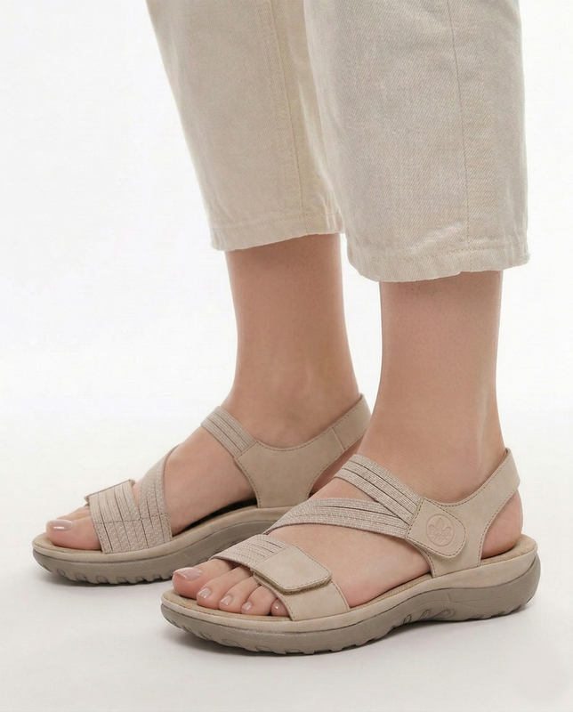 Rieker Comfortable Velcro Sporty Sandals Beige 64870-62