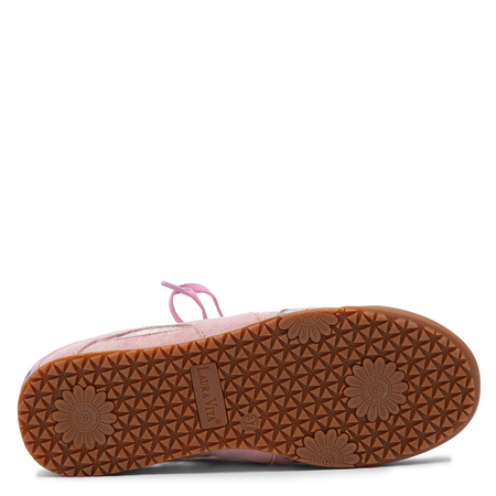 Laura Vita Skórzane Koronkowe Sneakersy Damskie Płaskie Różowe SL20258-3-ROSE