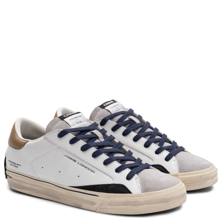 Crime London Men's Leather Sneakers Vintage White 11070AA8.10