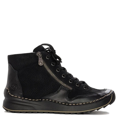 Rieker Botki damskie ocieplane Black czarne