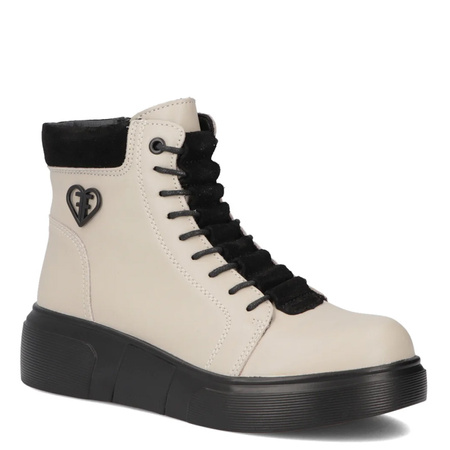 Filippo Leather Insulated Women’s Ankle Boots Platform Beige DBT712825BE