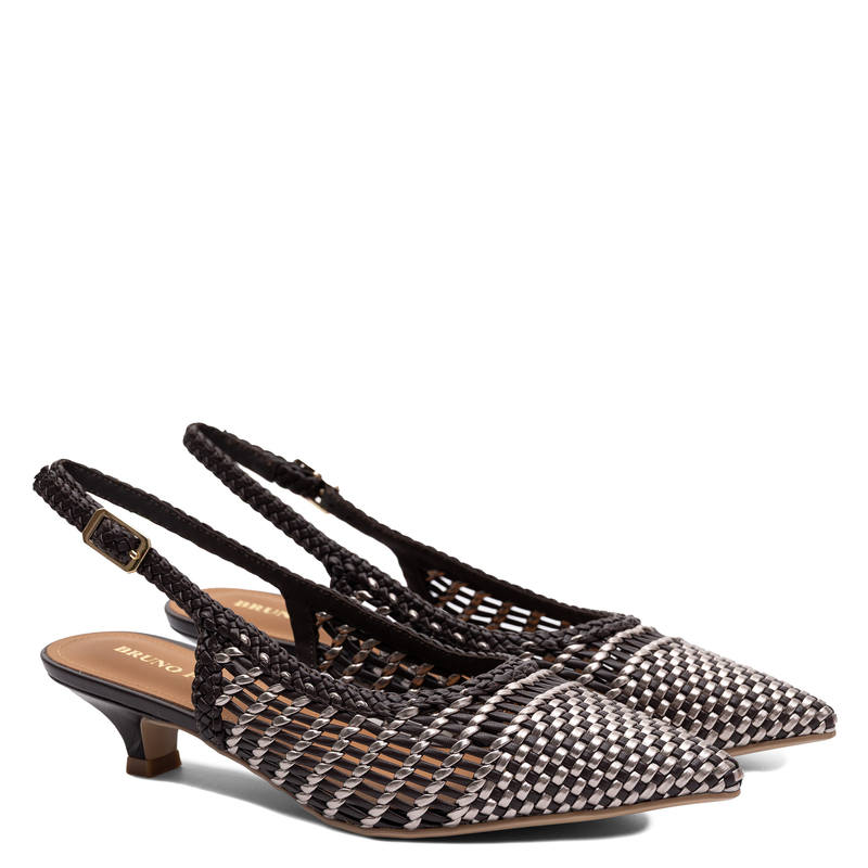 Bruno Premi Woven Slingback Kitten Heel Pumps Brown BN0210XBPRI2IALTM