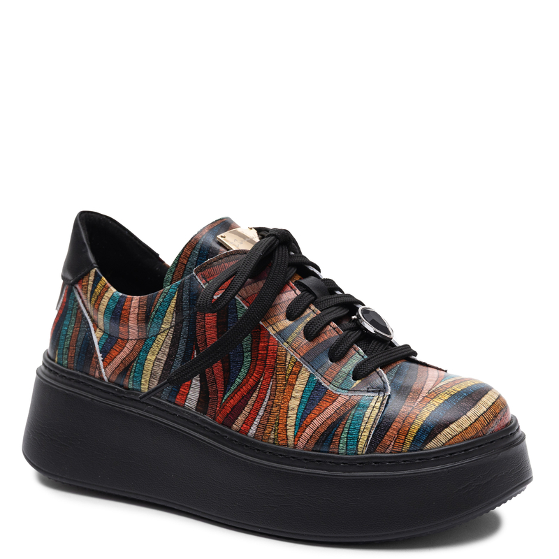 Maciejka Skórzane Sneakersy na Platformie Półbuty Wielokolorowe 6191W-12/00-8