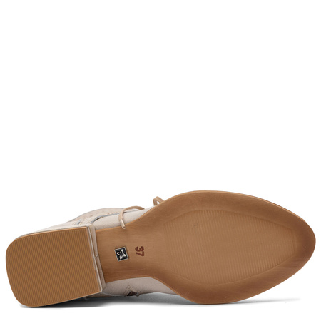 Maciejka Skórzane Botki Damskie Ażurowe na Niskim Obcasie Złoty 07322-25/00-1