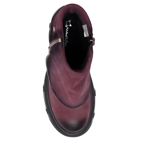 Maciejka Botki Damskie Bordowe 07145-23/00-8