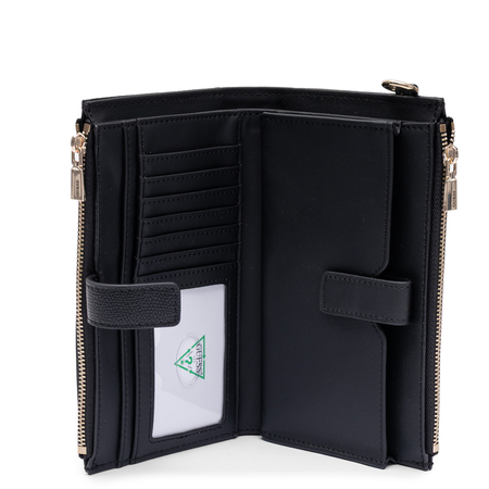 GUESS Portfel Damski Duży Z Paskiem Czarny SWBG7898157-BLACK