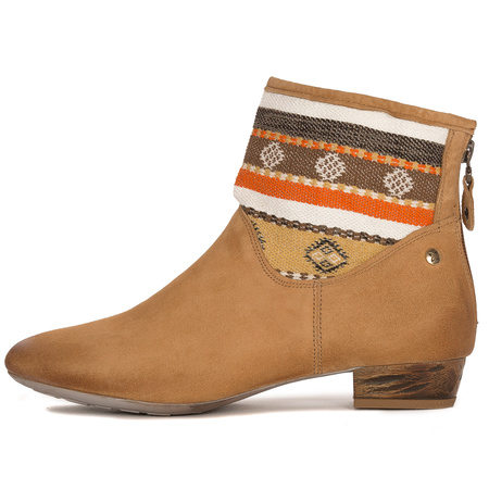 Maciejka Suede Ankle Boots Ethnic Knit Cuff Brown 05986-29/00-5