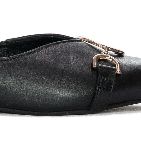 Maciejka Leather Ballerinas With Decorative Buckle Black 05934-01/00-1