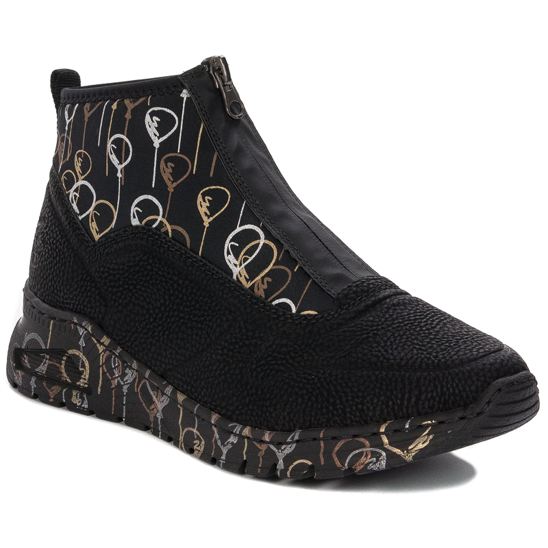 Rieker Półbuty sneakersy damskie Black czarne