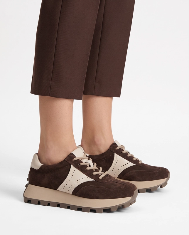 Filippo Zamszowe Sneakersy Damskie Na Platformie Brązowe DP7976-26-D-BR