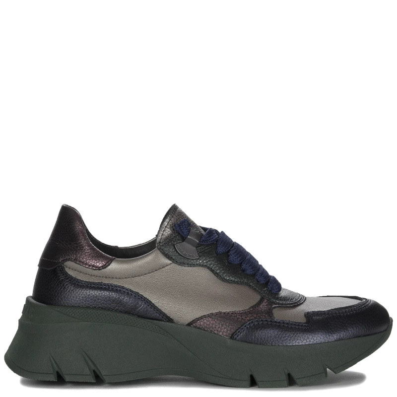 Hispanitas Sneakersy damskie skórzane Bolmet Midnight Napa Acero