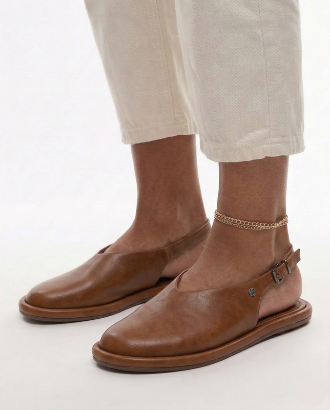Maciejka Skórzane Minimalistyczne Półbuty Slingback Brązowe K7513-29/00-1