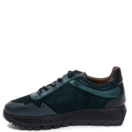 Wonders Sneakersy Skórzane Na Platformie Zielone A-24110
