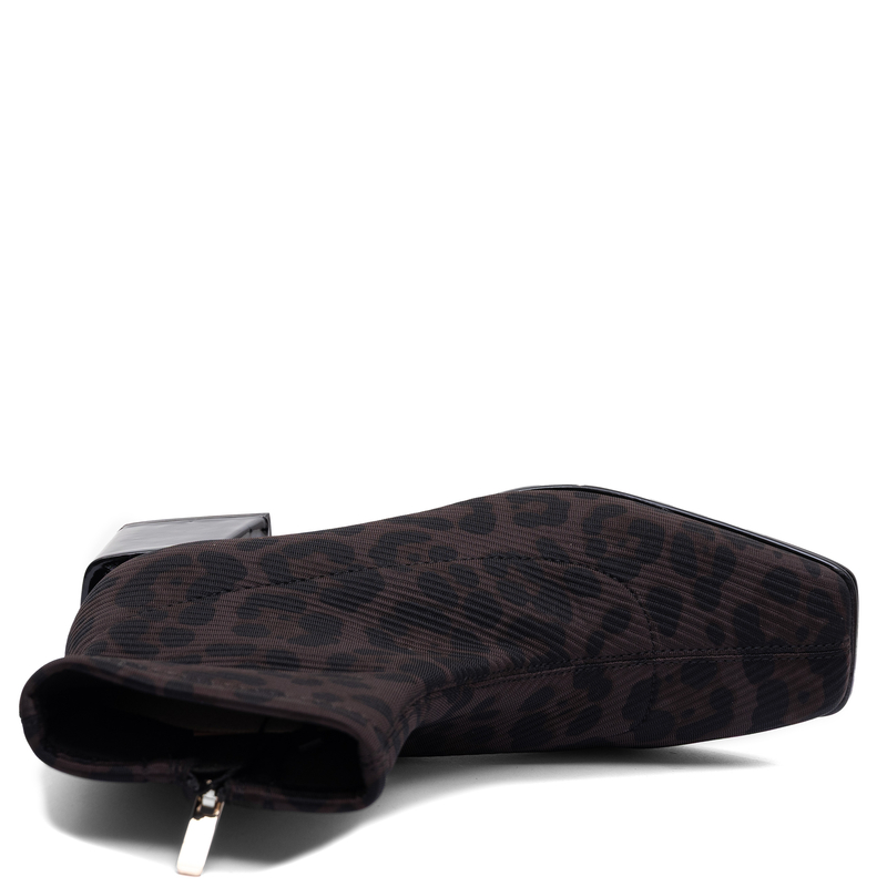 Gioseppo Fashionable Sock Block Heel Women's Ankle Boots in Dark Leopard Print 80794-NEGRO