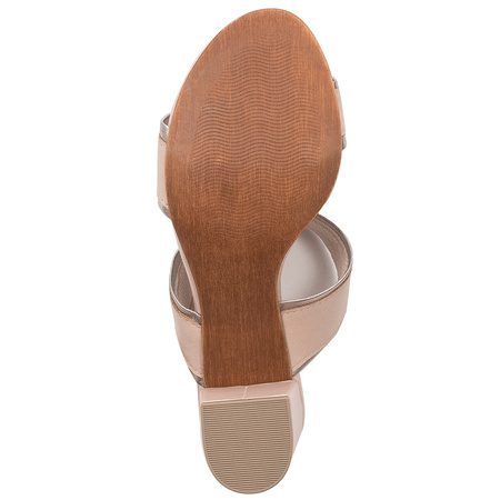 Marco Tozzi Sandały damskie na obcasie skórzane Rose Comb różowe