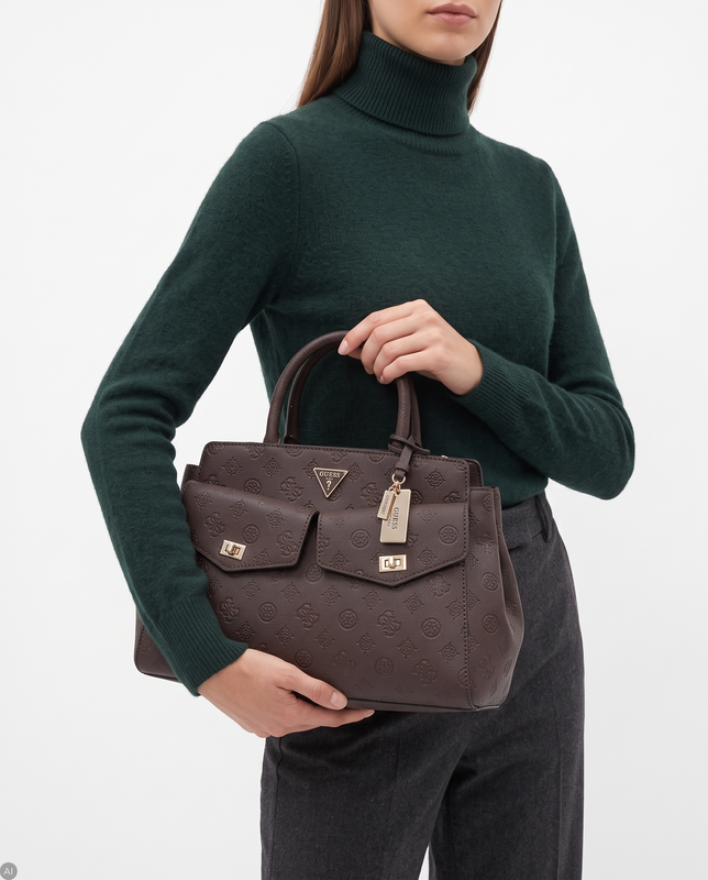Guess Torebka Damska Klasyczna Kufer Czekoladowy Brąz HWPD2222070-BROWN