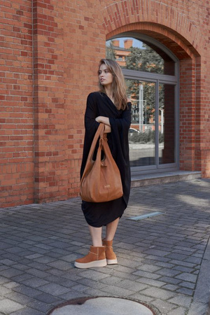 Maciejka Welurowe Śniegowce Ocieplane Kożuchem Rude 06257-29/00-4