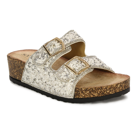 Sca'viola Women's Flip Flops With Crystals White