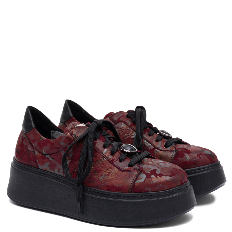 Maciejka Leather Women's Platform Sneakers Burgundy Low Shoes 6191W-14/00-8
