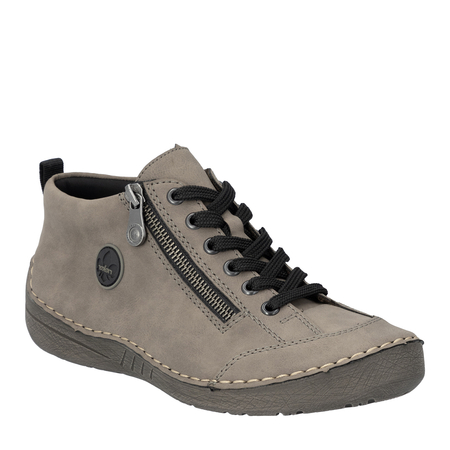 Rieker Women’s Lace-Up Antistress Low Shoes Side Zipper Gray 52514-42-GRAY