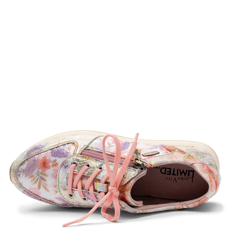 Laura Vita Sneakersy w Kwiaty Półbuty na Platformie Różowo-Wielokolorowe Gycmo-58-Rose
