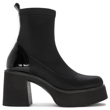 Botki damskie Venezia  ROV skórzane Black Czarne