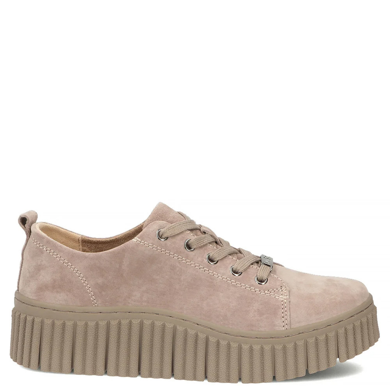 Filippo Skórzane Zamszowe Półbuty Sneakersy Na Ryflowanej Platformie Beżowe DP8337/26 BE