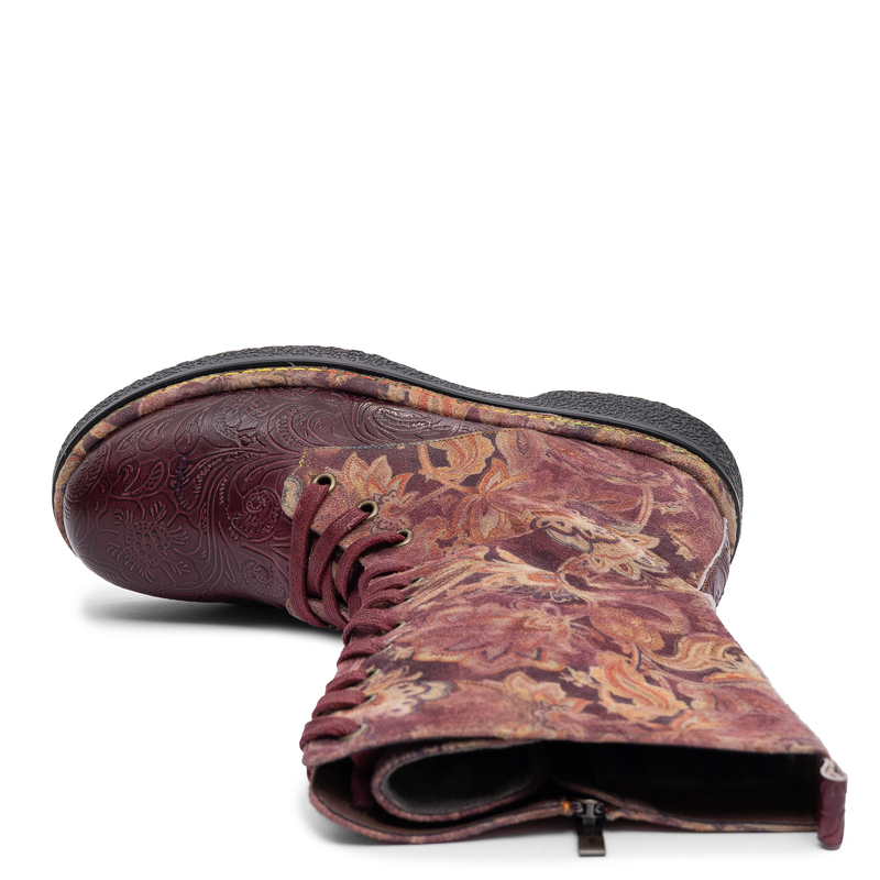 Maciejka Avant-garde Burgundy Lace-up Leather Ankle Boots K7686-23/00-7