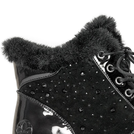 Botki Rieker 93312-00 Black ocieplane na platformie Czarne