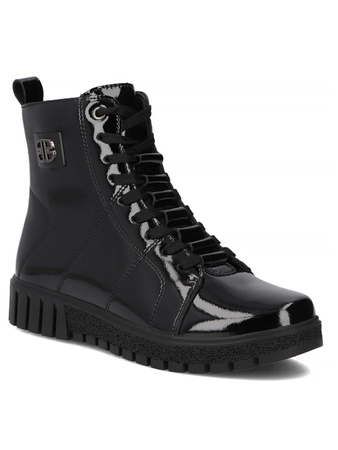 Filippo Leather Patent Lace-Up Ankle Boots On Platform Black DBT7273-25-BK