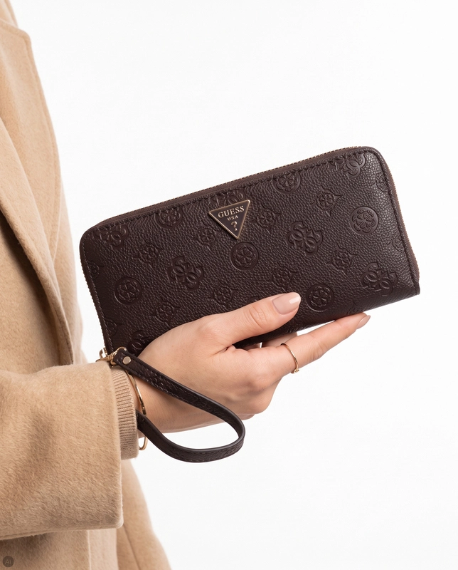 Guess Blake Portfel Damski Z Paskiem Brązowy SWPD2222146-BROWN