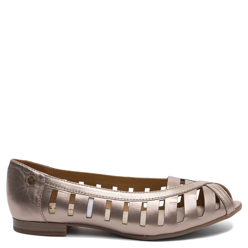 Maciejka Leather Cutout Ballet Flats Peep-Toe Gold P7540-25/00-1