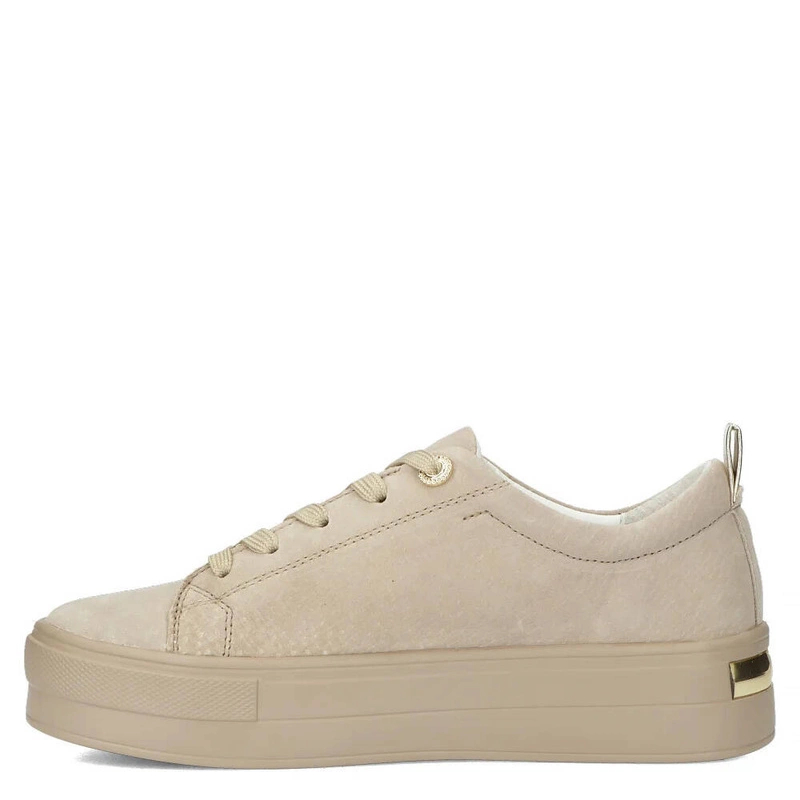 Filippo Leather Platform Sneakers Gold Accents Beige DP3533-26BE