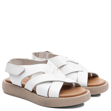 Maciejka Leather Platform Sandals White E7397-11/00-0