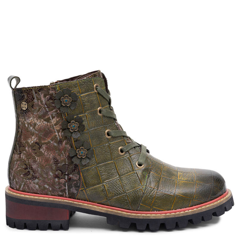 Maciejka Women's Green Brown Leather Lace-Up Ankle Boots K7687-09/00-7
