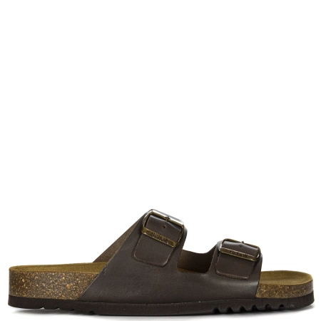 Scholl Men's leather Julien Coffee brown flip-flops