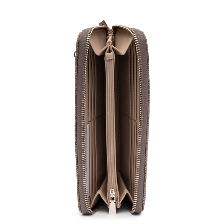 Guess Brenton Portfel Zapinany Na Zamek Wzór Monogram Beżowy SWLG9648146-LATTE