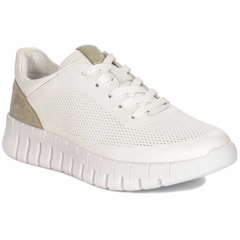 Filippo Sneakersy damskie skórzane na platformie White białe