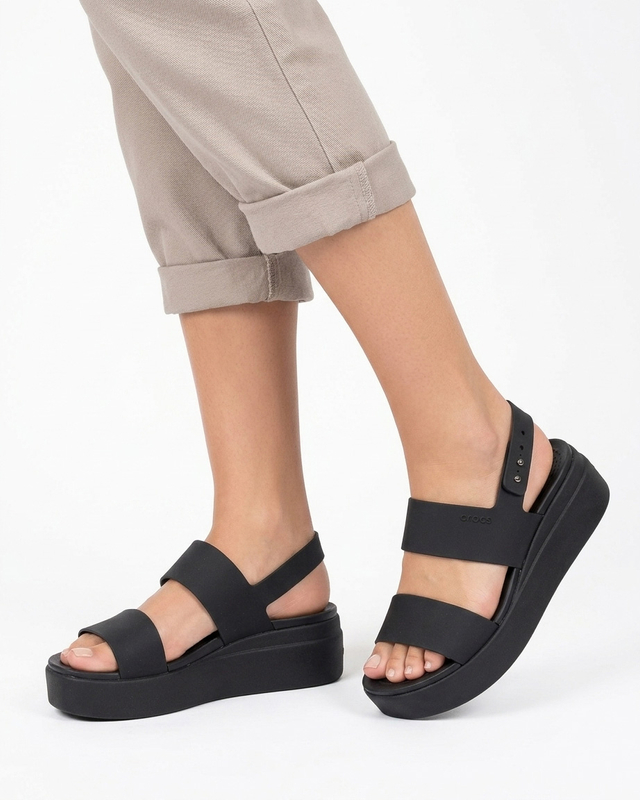 Crocs Sandały damskie na platformie Black Czarne