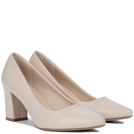 Sergio Leone Pointed-Toe Pumps Block Heel Nude Beige PB414