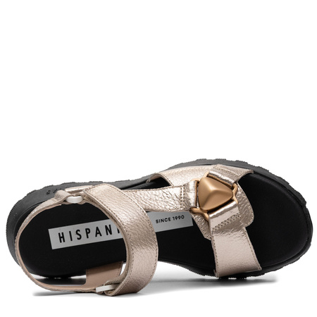 Hispanitas Leather Platform Sandals With Velcro Closure Gold HV264807-CAVA
