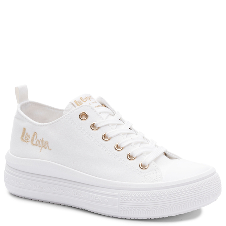Lee Cooper Trampki Damskie na Platformie Tkanina Białe LCW-26-44-4482L